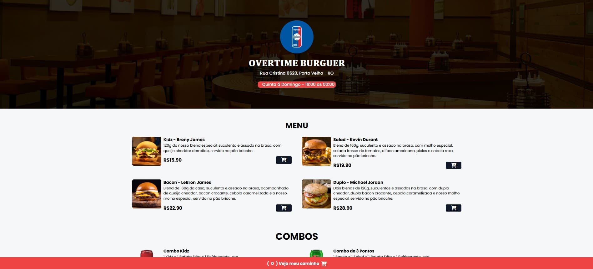 Preview do projeto E-commerce Hamburgueria