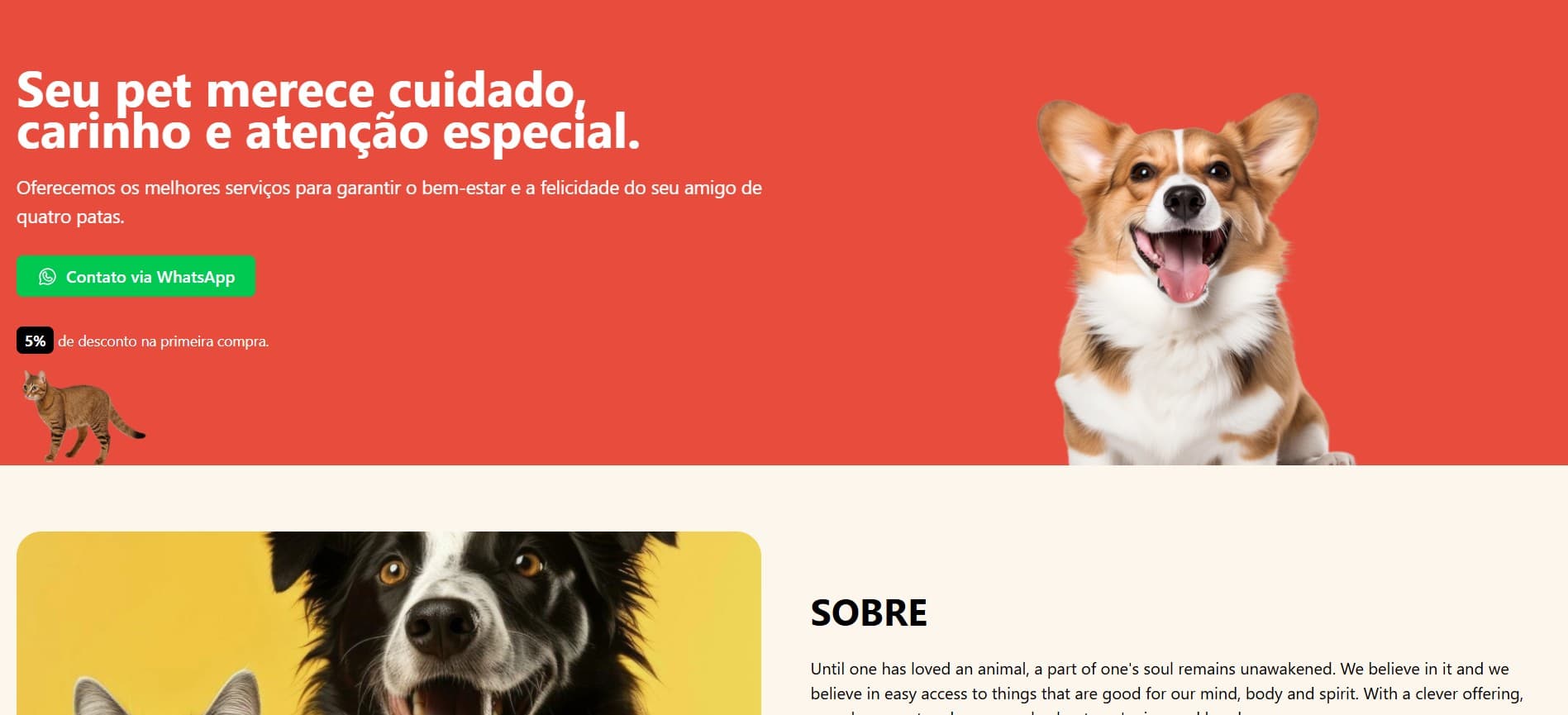 Preview do projeto Landing Page Pet Shop